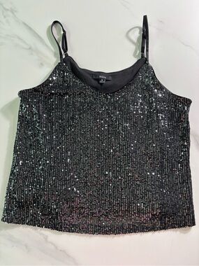 Blashe Black Sequin Spaghetti Strap Cami top sz M